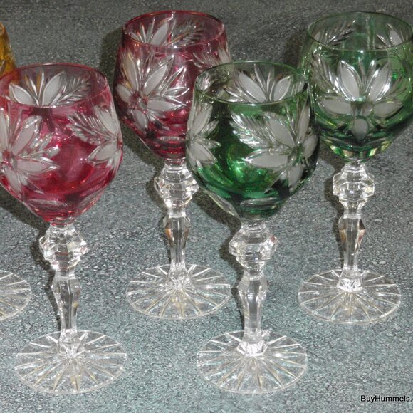 SET OF 8 BAVARIAN CUT-TO-CLEAR MULTICOLOR Crystal WINE GLASSES CHRISTMAS GIFT! - Picture 4 of 7